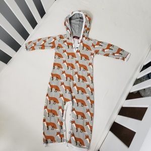 Milkbarn Hooded Romper in Orange Fox